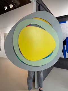 Pittura d'assemblaggio acrilica su Wood intitolata "Onde stellari #8".