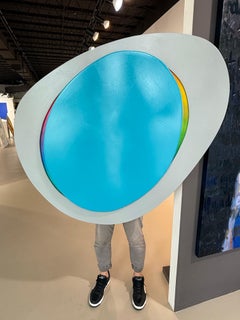 Pittura d'assemblaggio acrilica su Wood intitolata "Onde stellari #9".