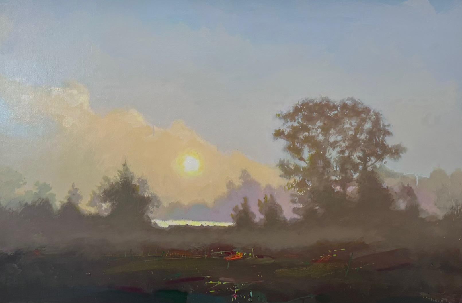 Colores que hacen niebla Yury Darashkevich, Paisaje contemporáneo horizontal sobre panel