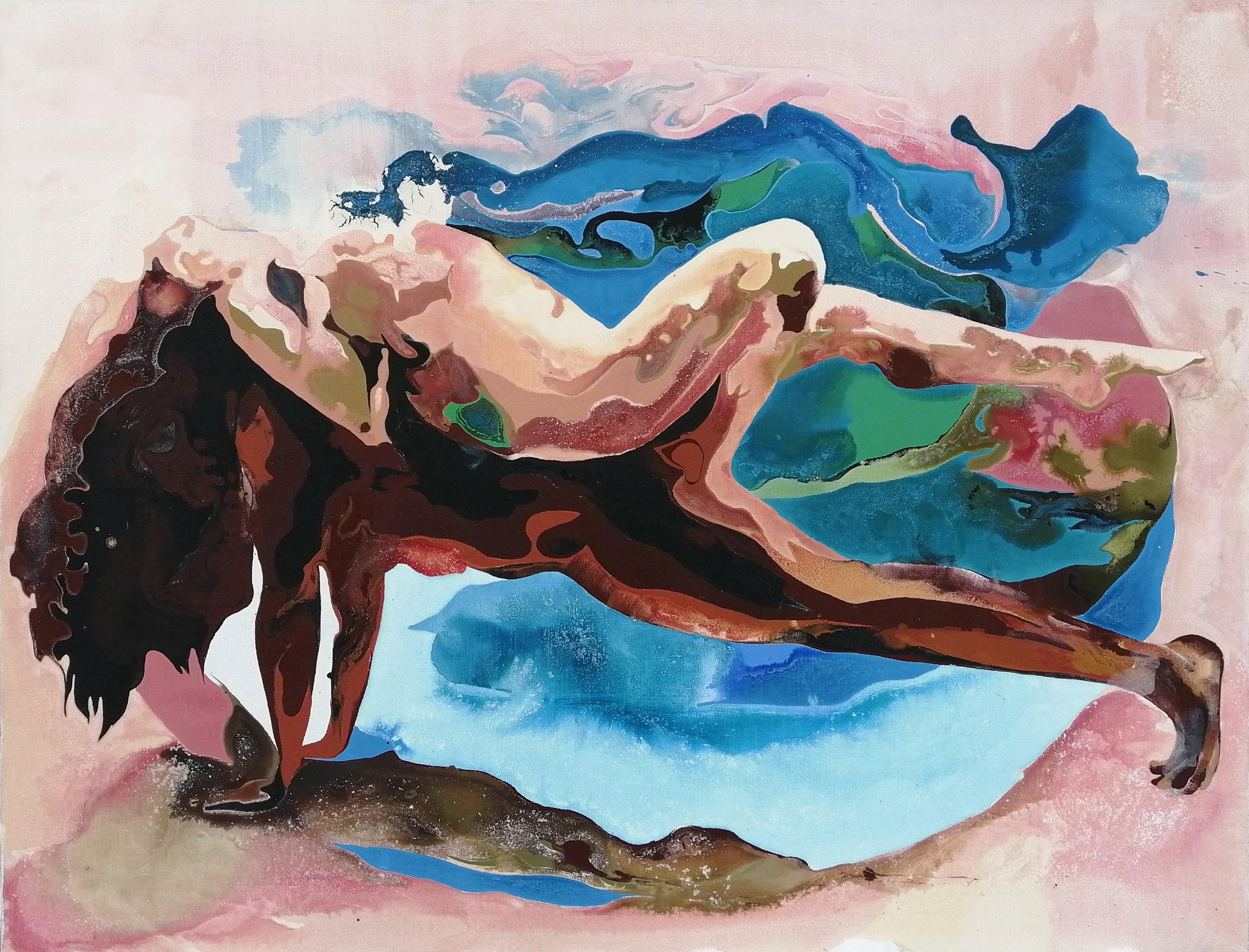 Bioenergy, 100x130 cm, acrylique sur toile - Painting de Yustina Komissarov