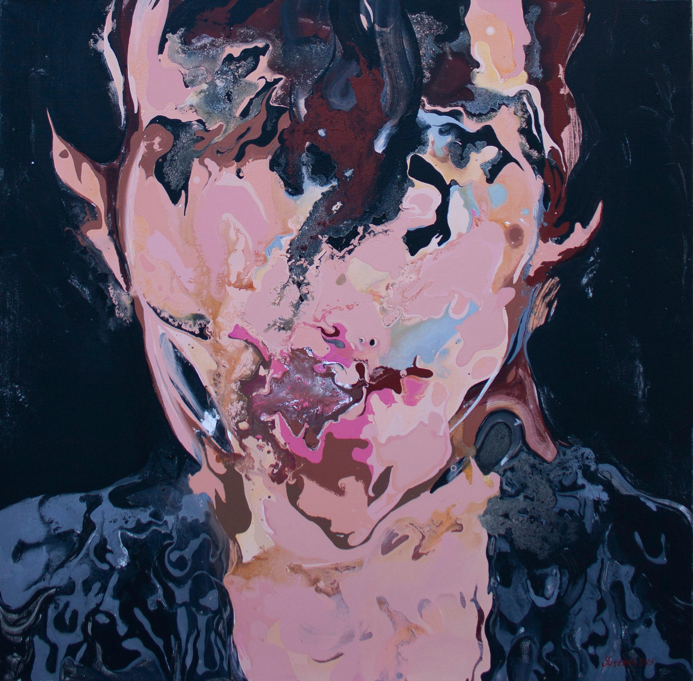 Selfie, 100x100 cm, acrílico sobre lienzo - Painting de Yustina Komissarov