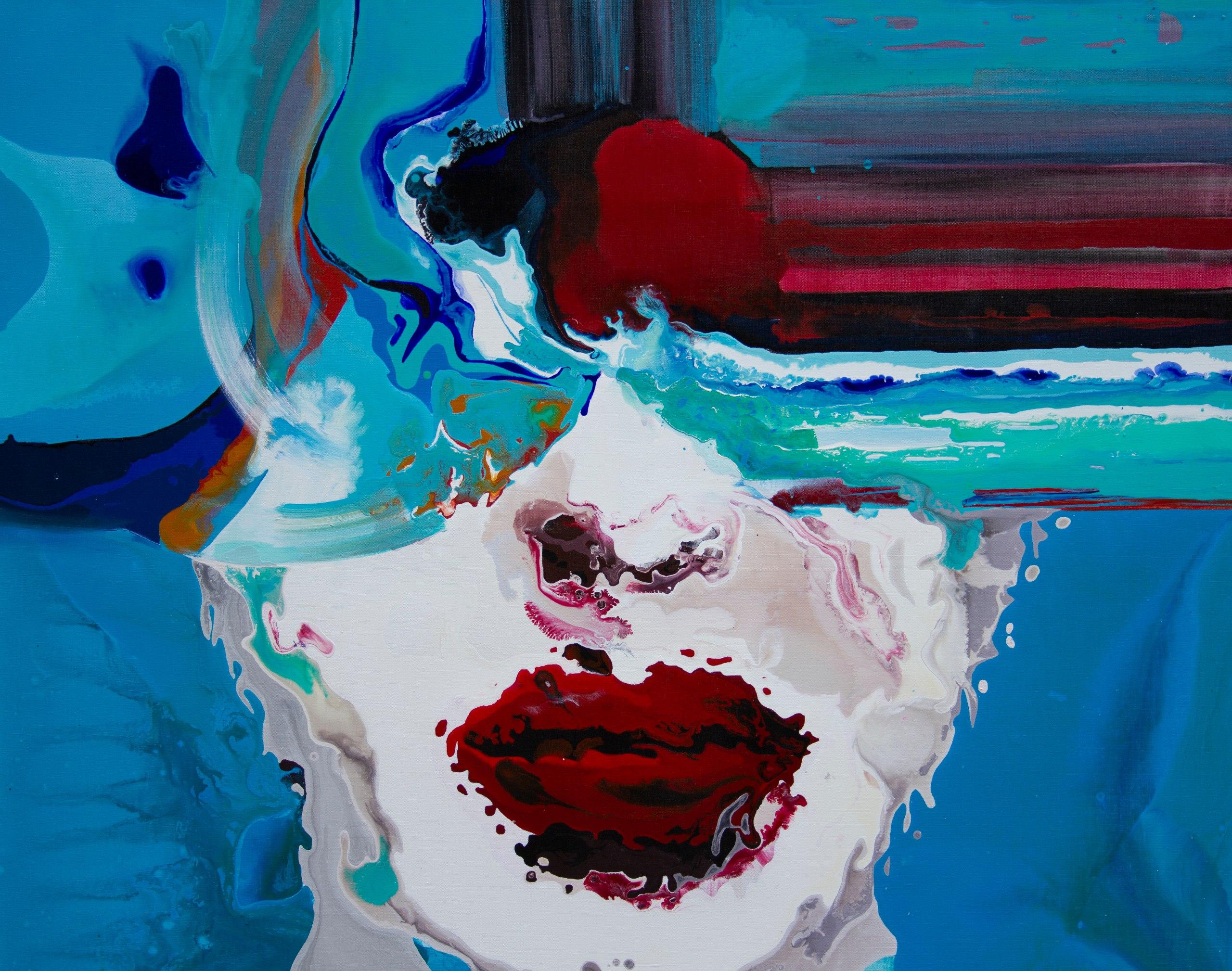 El mundo en gafas, 130x130 cm, lienzo, acrílico - Art Contemporáneo de Yustina Komissarov