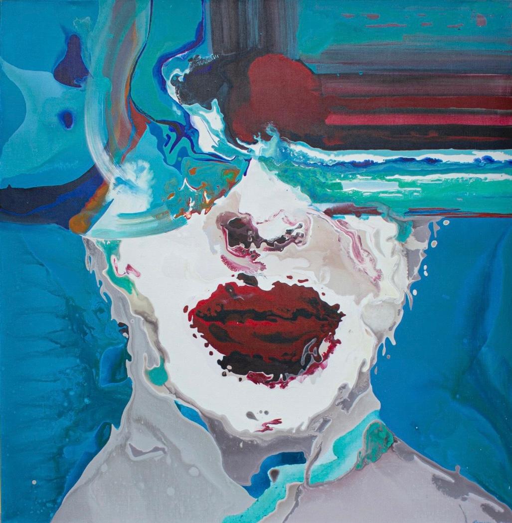 El mundo en gafas, 130x130 cm, lienzo, acrílico - Art de Yustina Komissarov