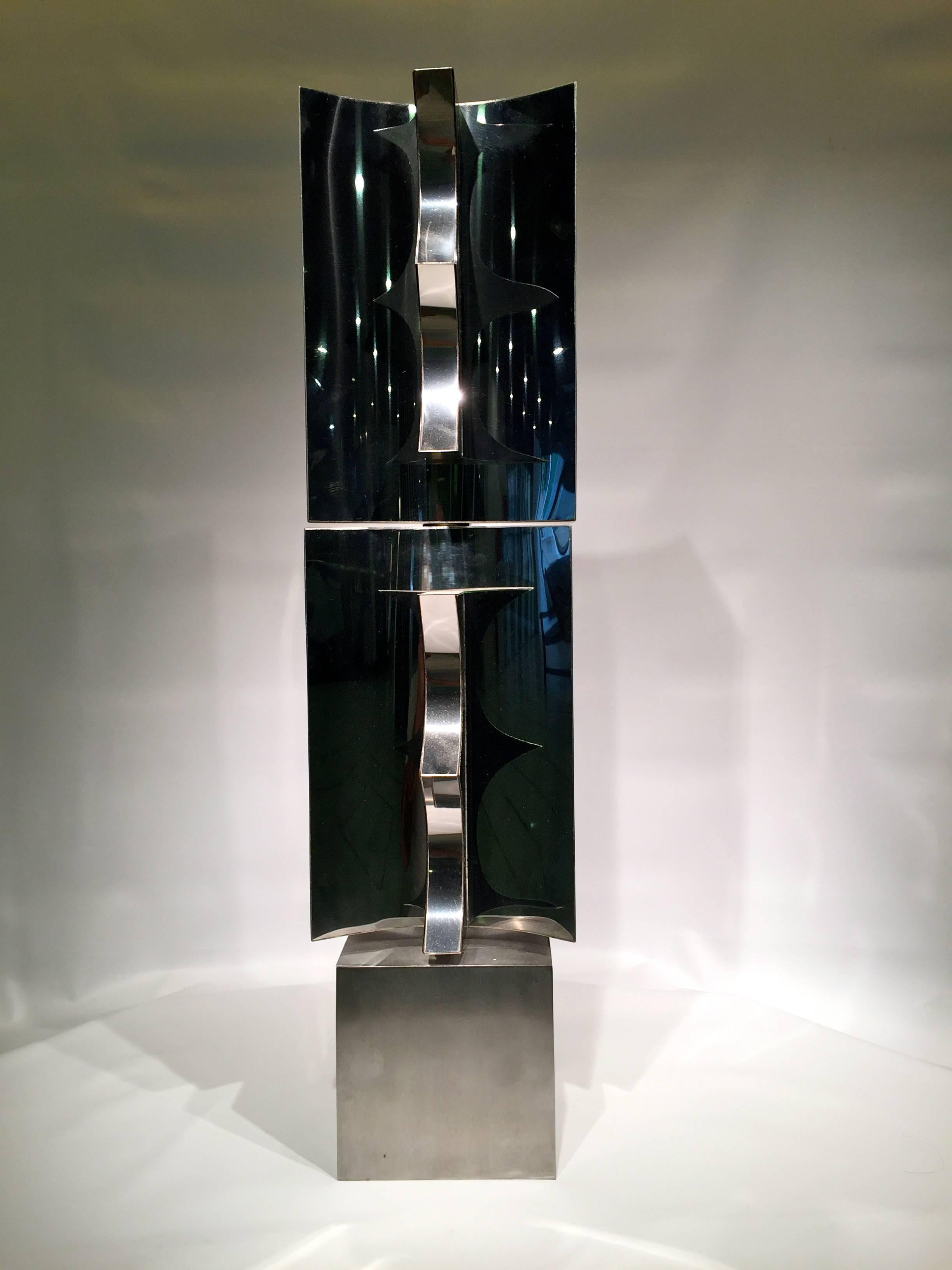 Stainless Steel Yutaka Toyota Brazilian Stell Sculpture with Movement, circa 1982 For Sale