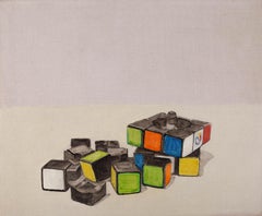 Yutong Zhao Still Life Original Mixed Media "The Rubik's Cube Is Broken"