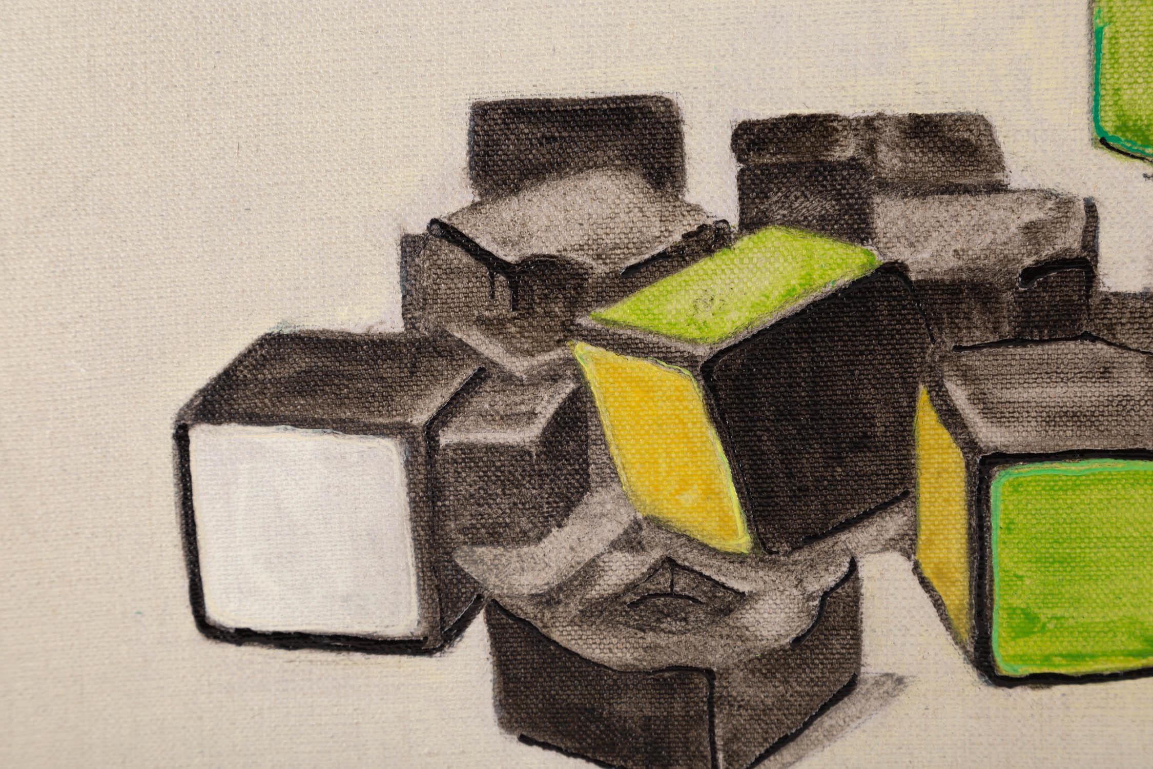 Yutong Zhao Stillleben Original Mixed Media „Der Rubin ist zerbrochen“ im Angebot 5