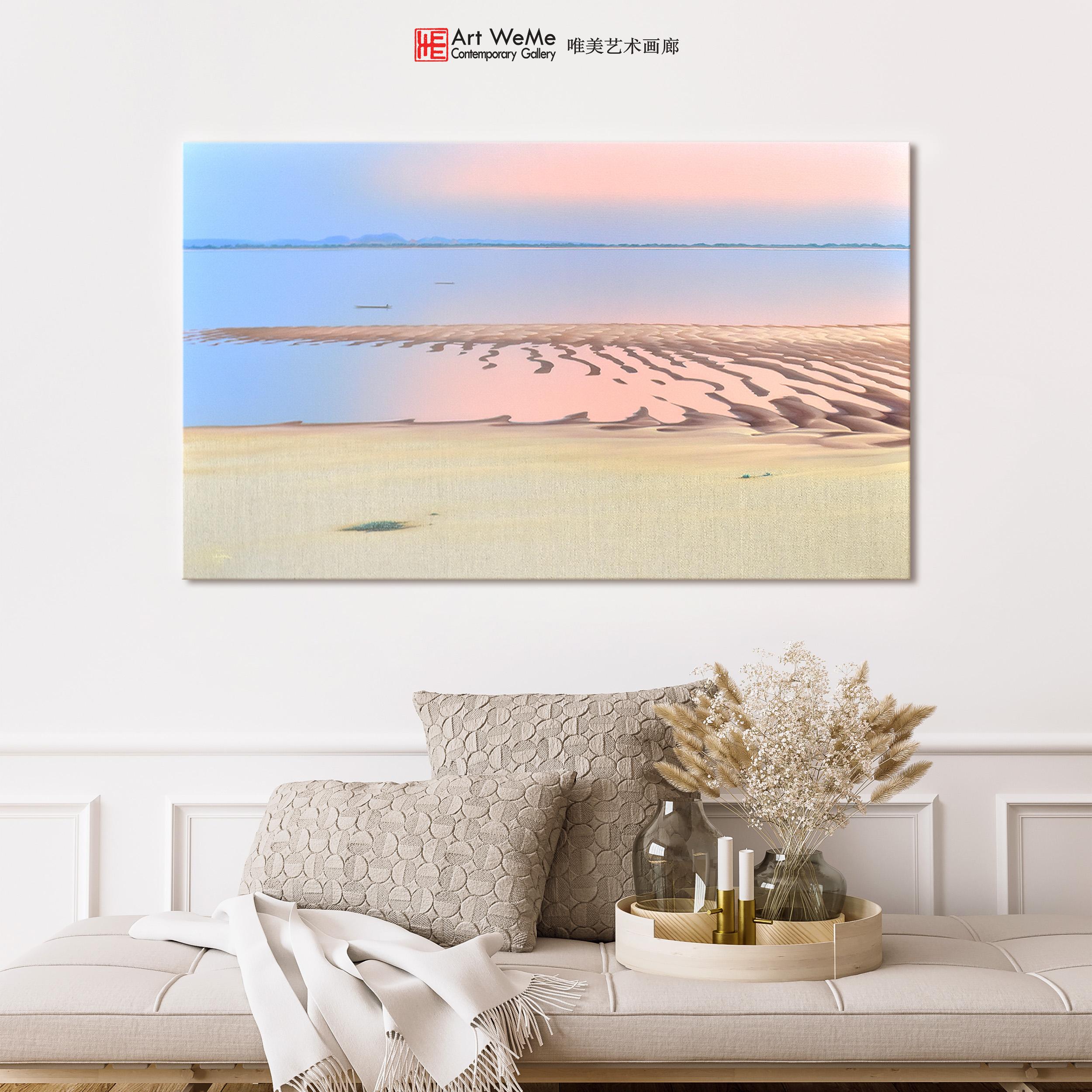 Curling Sand. Landscape Painting. Sunset. Minimalism. Beach. Sand. Horizon 5