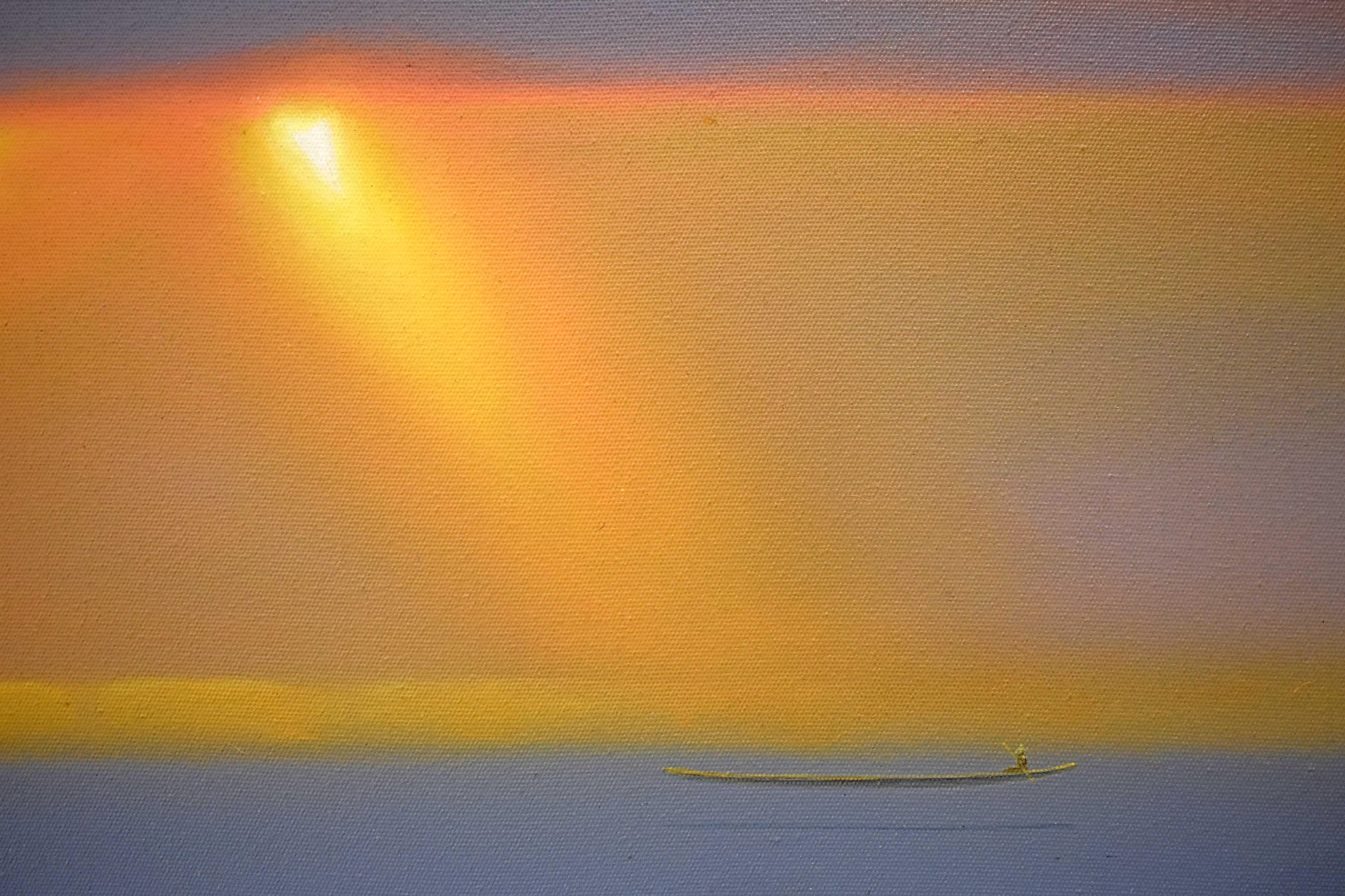 Dreamscape V32. Landscape Painting. Sunset. Minimalism. Boat on water. Sea. Sky 3