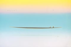 Dreamscape V52. Landscape Painting. Sunset. Minimalism. Boat on water