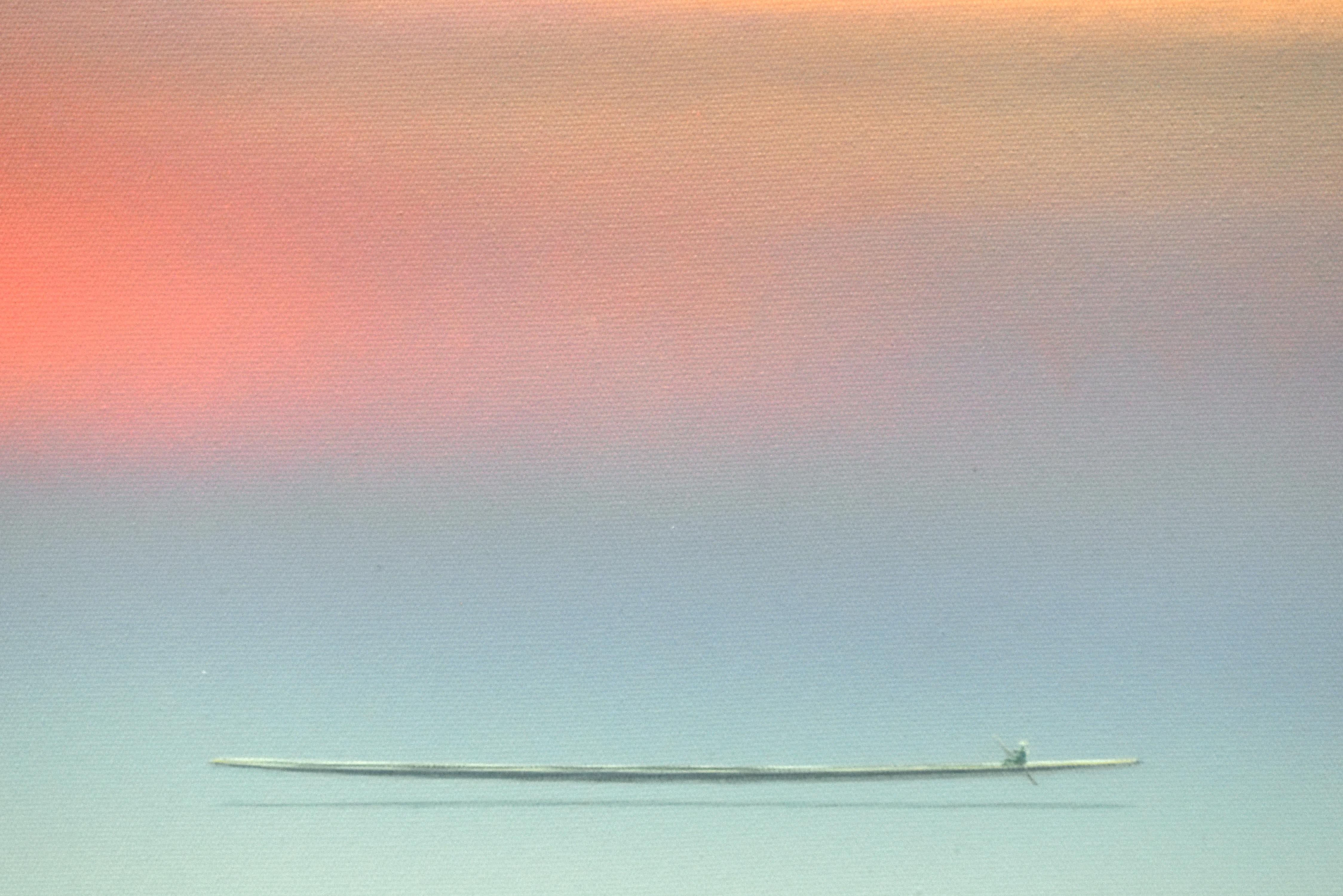 Dreamscape V54. Landscape Painting. Sunset. Minimalism. Boat on water 4