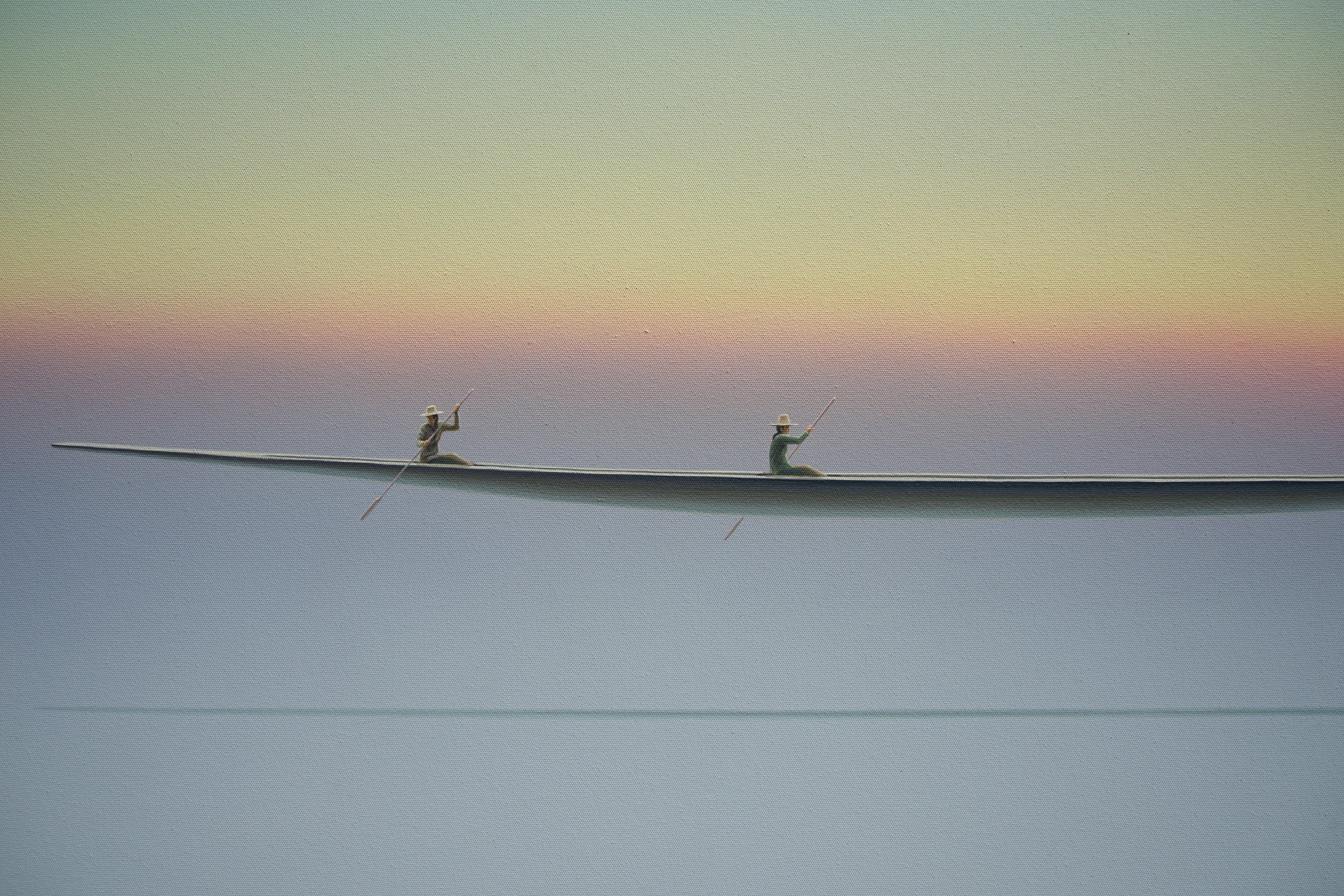Dreamscape V87. Paesaggio acquatico.Minimalismo.Paesaggio tranquillo Serenità Pace - Painting di Yuttana Chompupuen