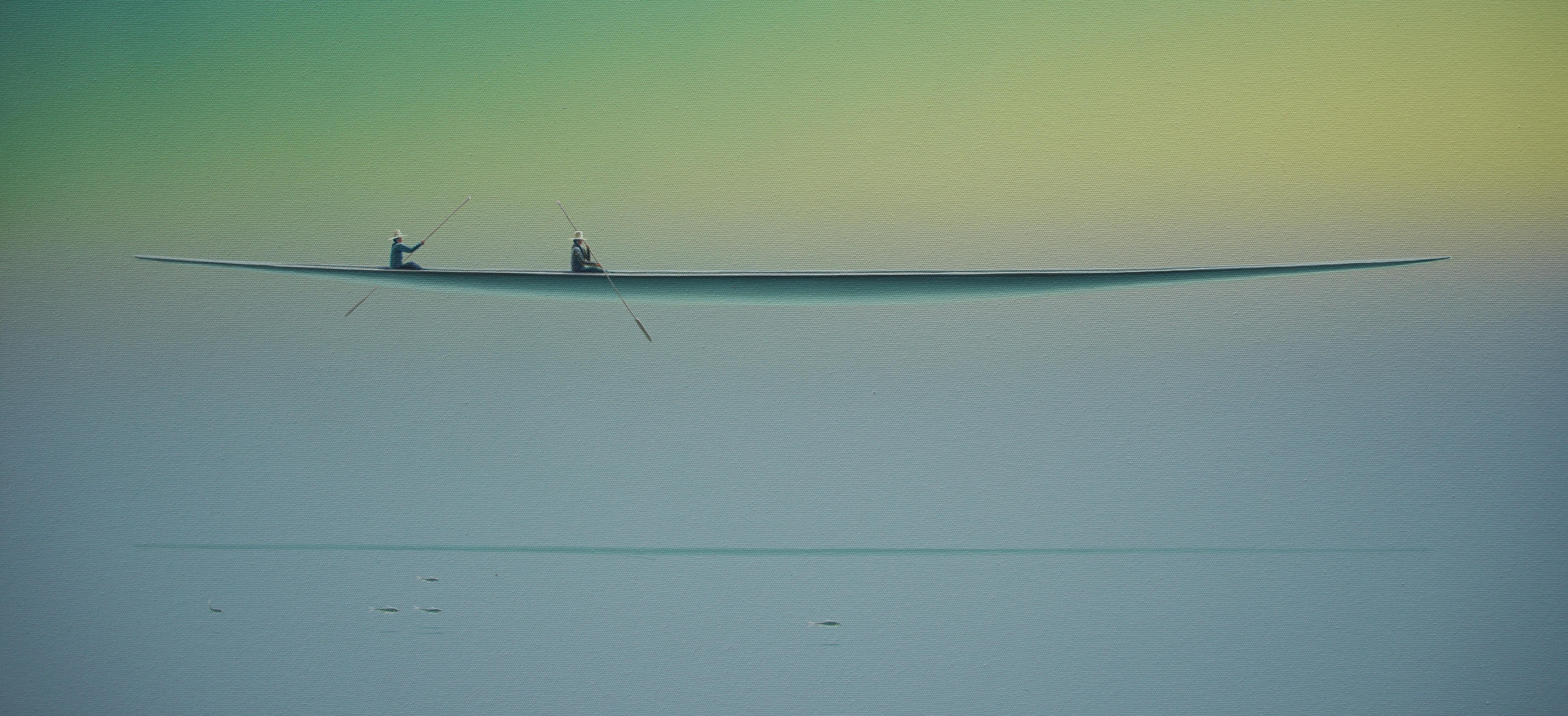 Dreamscape V90. Quiet tranquille paysage aquatique, sérénité et minimalisme - Naturalisme Painting par Yuttana Chompupuen