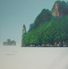 Montaña Caliza V7.Paisaje Acuático.Minimalismo.Paisaje Tranquilo Serenidad Paz