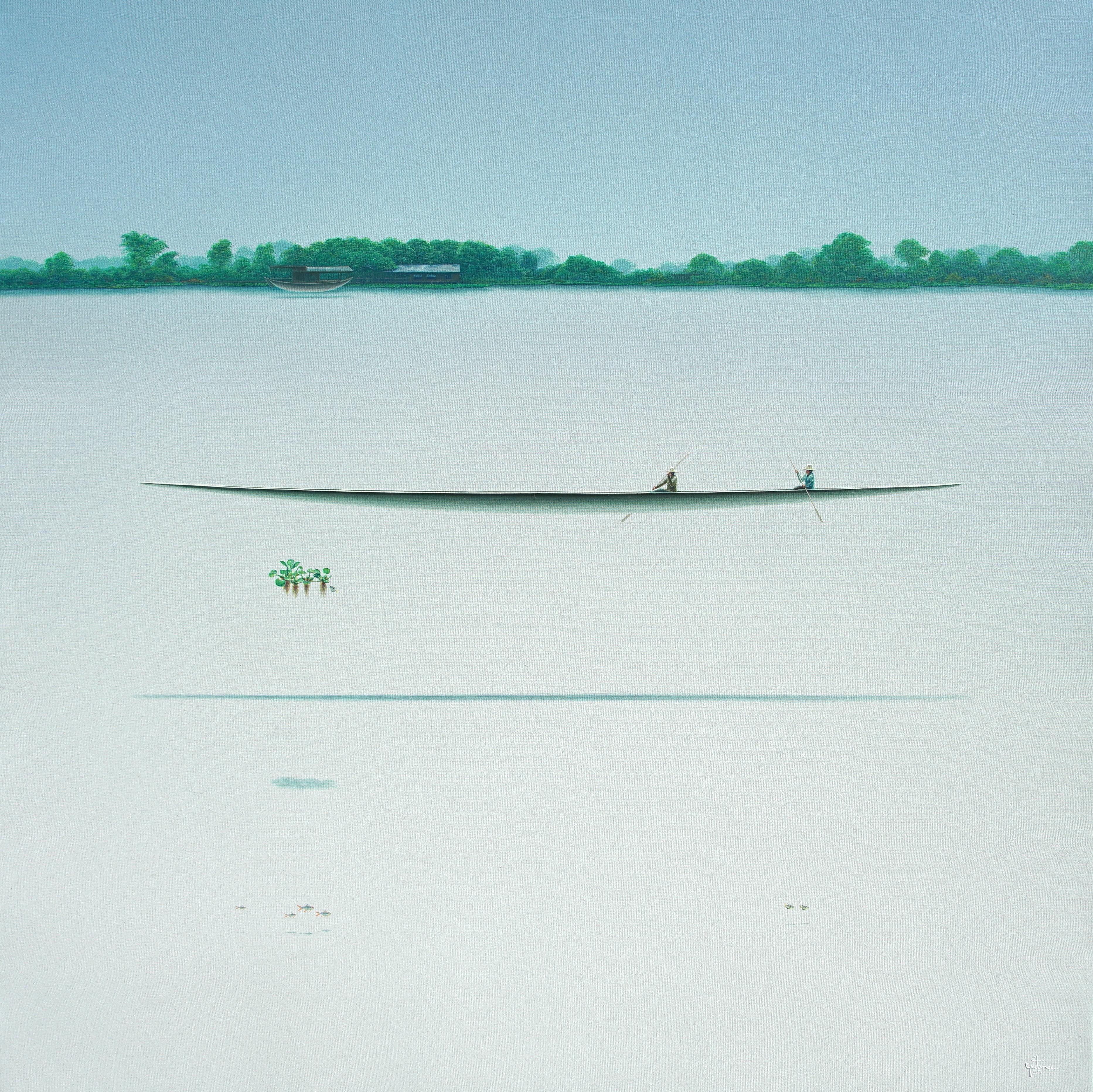 De camino #2.Paisaje acuático.Minimalismo.Paisaje tranquilo Serenidad Paz - Mixed Media Art Contemporáneo de Yuttana Chompupuen