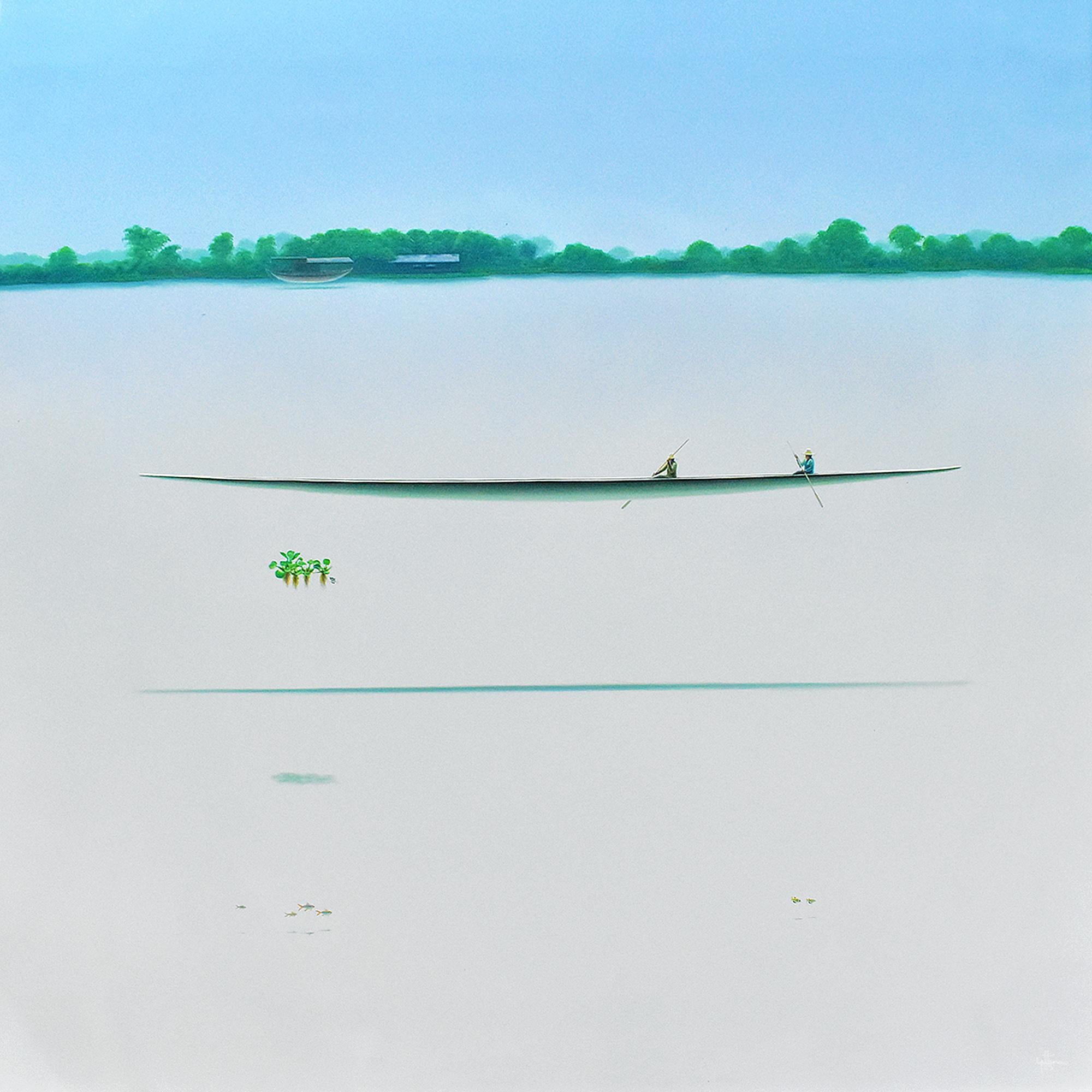 De camino #2.Paisaje acuático.Minimalismo.Paisaje tranquilo Serenidad Paz - Mixed Media Art de Yuttana Chompupuen