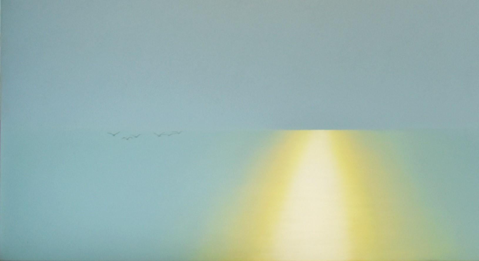 Stillness V2. Landscape Painting. Sunset. Minimalism. Boat on water. Sky. Ocean 5