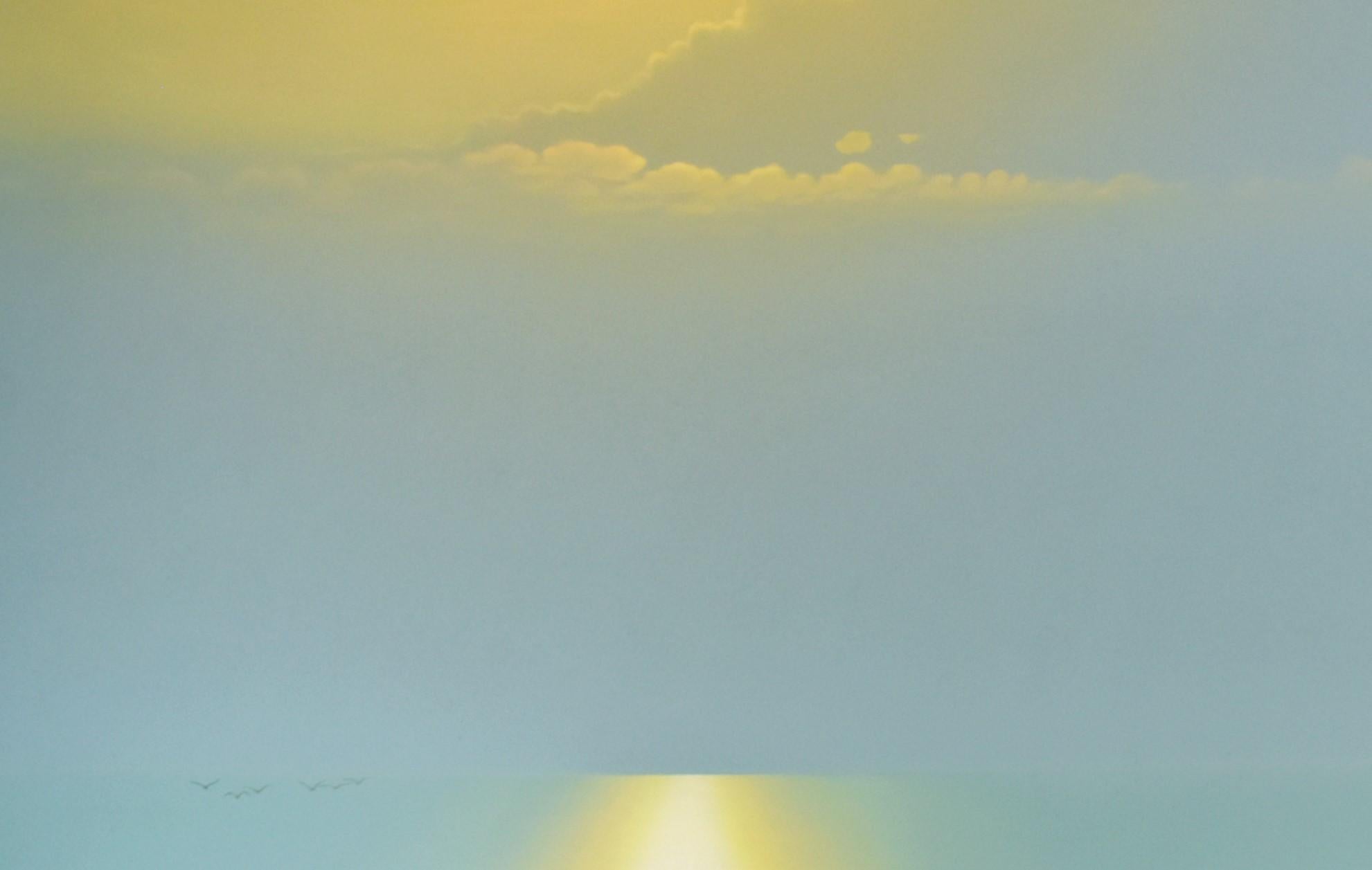 Stillness V2. Landscape Painting. Sunset. Minimalism. Boat on water. Sky. Ocean 6