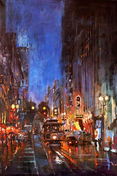Powell Street in San Francisco After Rain, Oil Painting