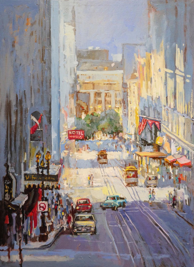 Yuvak Tuladhar Powell Street near Union Square, Oil Painting For Sale