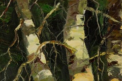 Yuxiang Lv Impressionist Original Oil On Canvas "White Birch"