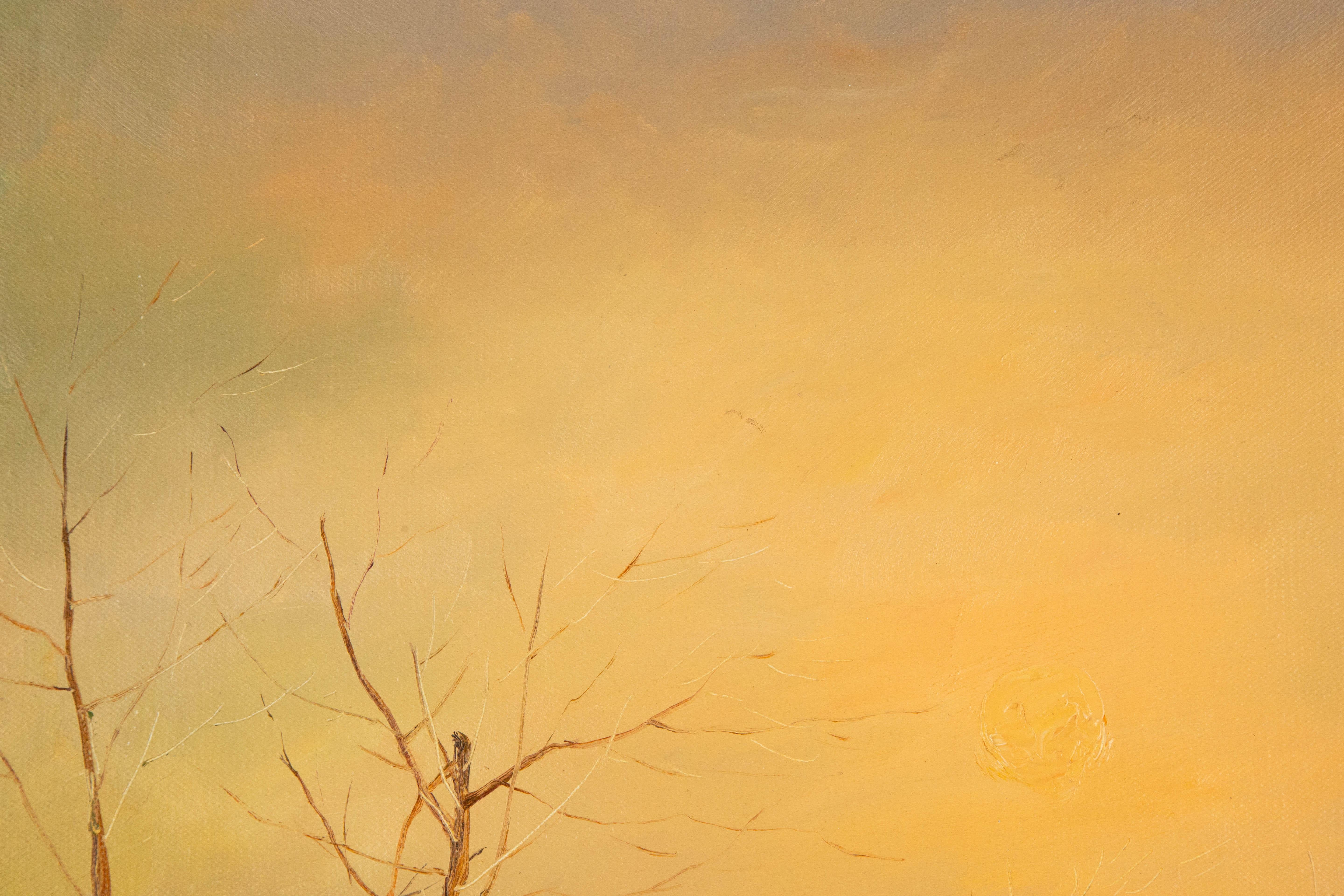 YuXiang Lv Landschaft, Original, Ölgemälde auf Leinwand, „Rising Sun“ – Painting von Yuxiang Lv