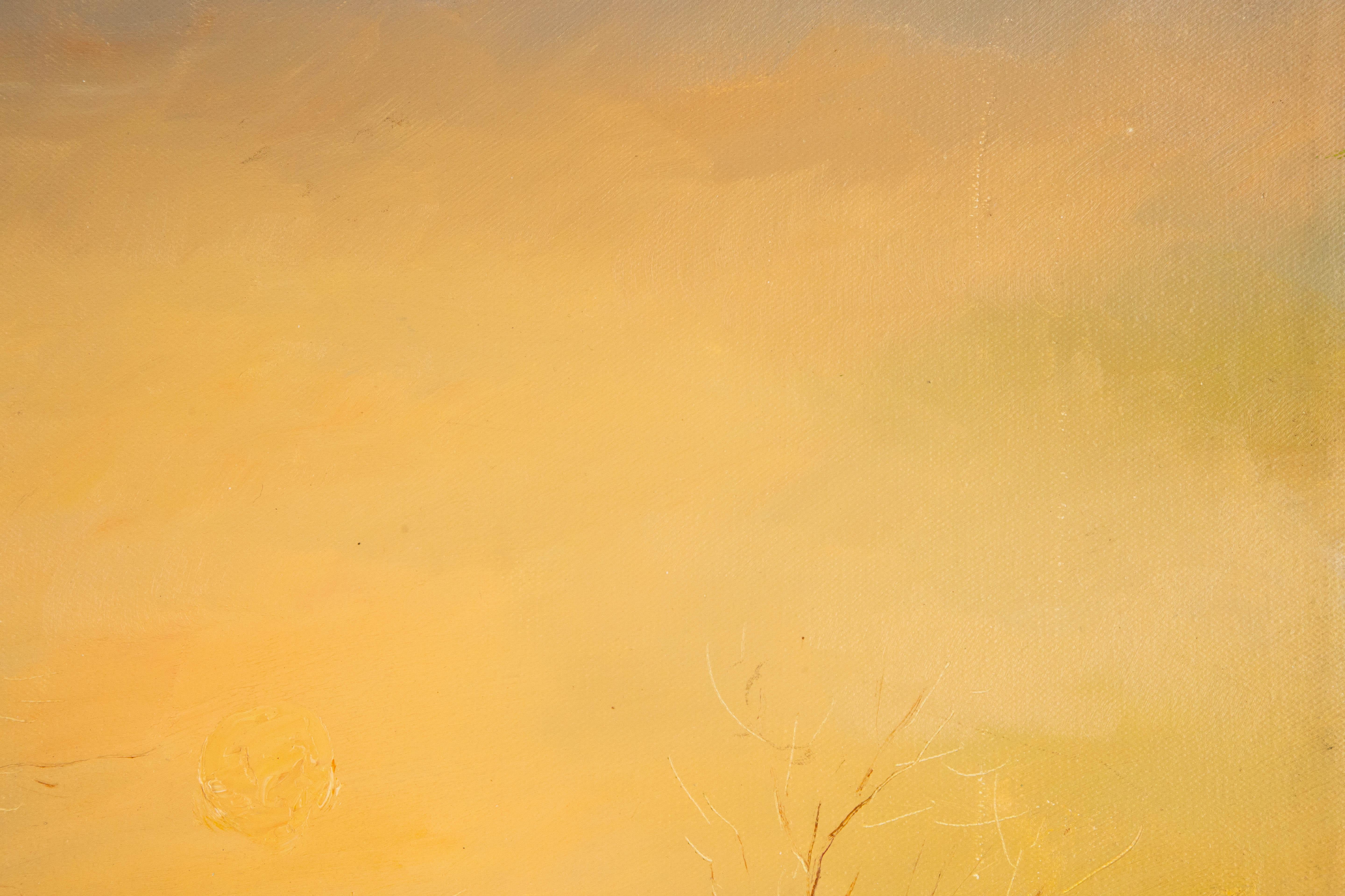  Titel: Aufgehende Sonne
 Medium: Öl auf Leinwand
 Größe: 19 x 23 Zoll
 Rahmen: Einrahmungsmöglichkeiten vorhanden!
 Zustand: Das Gemälde scheint in ausgezeichnetem Zustand zu sein.
 Hinweis: Dieses Gemälde ist nicht aufgespannt.
 Jahr: 2014

