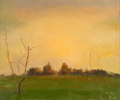YuXiang Lv Landscape Original Oil On Canvas "Rising Sun"