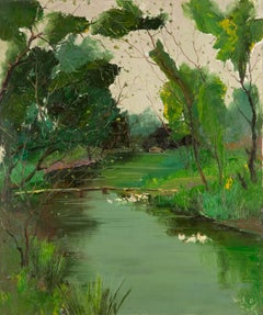 YuXiang Lv Landschaft, Original Ölgemälde auf Leinwand, „Warmiger Frühlingstag“, Original
