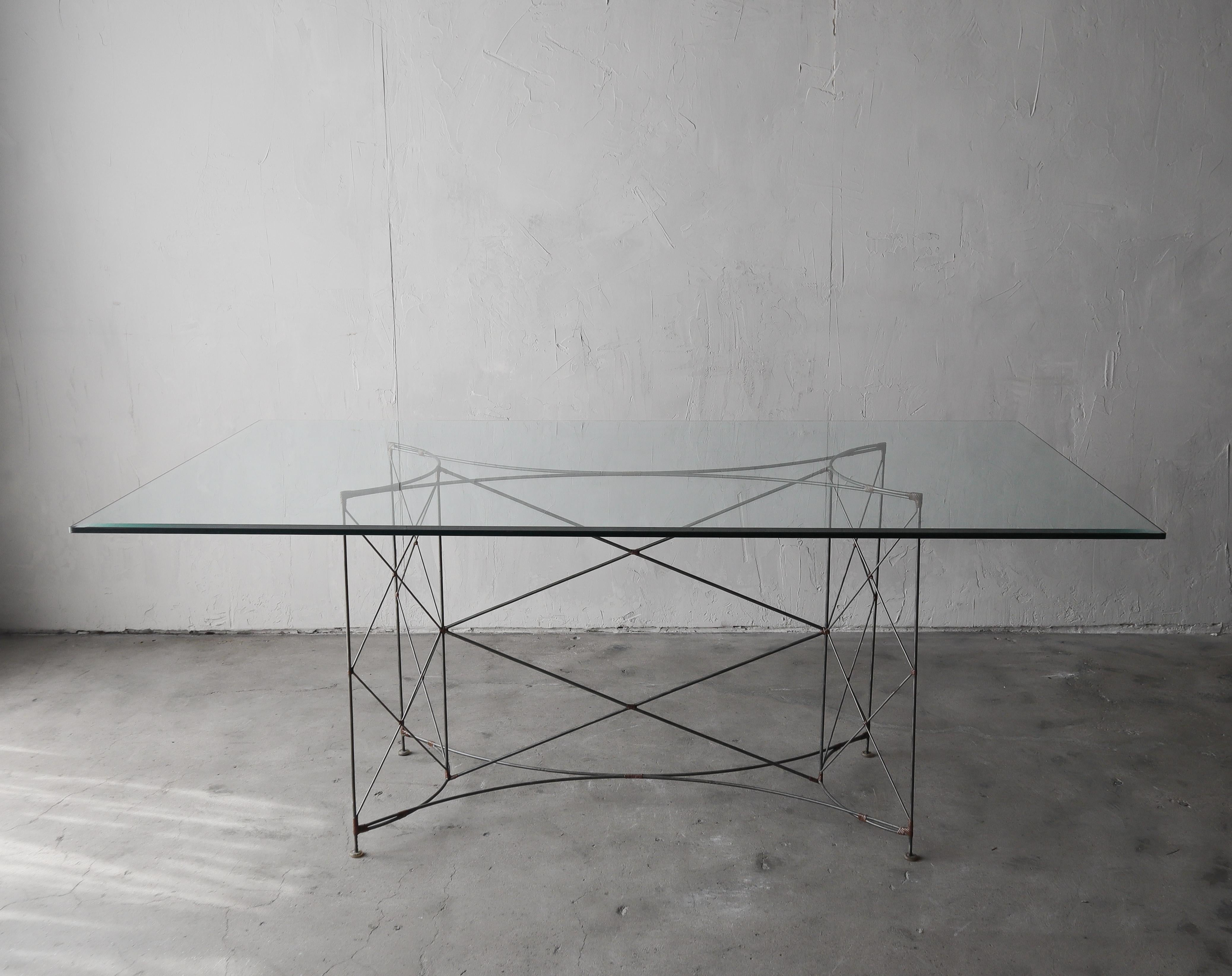 20th Century Yuzura Yamakawa Steel Wire and Rattan Dining Set