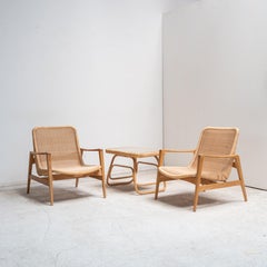 Yuzuru Yamakawa, C-309 Lounge Chair Set with Table, Rattan Set, Japan, 1960s