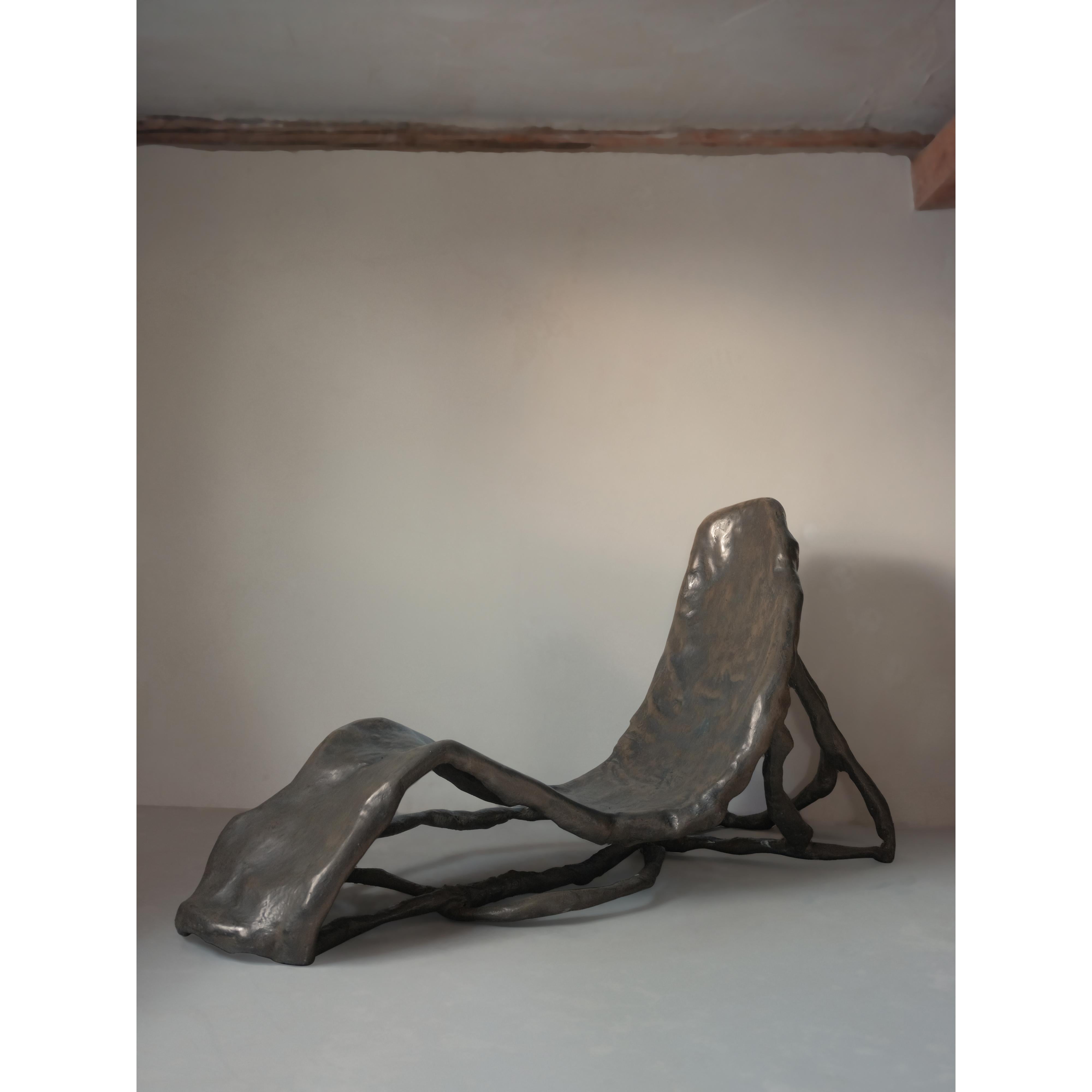 Yv, Unique Chair in Cold Casted Bronze and Fiberglass by Lucas Tyra Morten For Sale 1