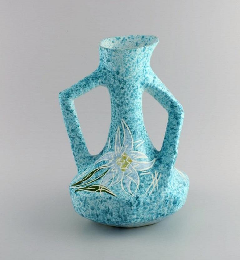 Moderne Vase moderniste en grs maill Yvan Borty pour Vallauris, milieu du 20e sicle en vente