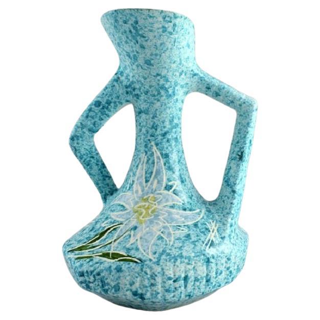Vase moderniste en grs maill Yvan Borty pour Vallauris, milieu du 20e sicle en vente