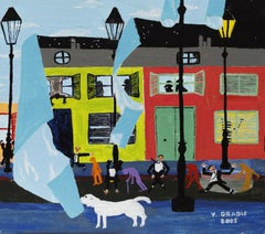 Gratte-ciel Yvan Gradis Peinture d'art contemporain paysage ville ciel nuit