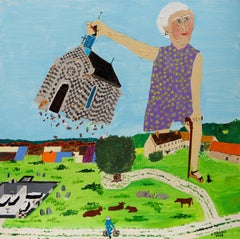 Hopfen! Yvan Gradis Zeitgenössische Kunst Naive Malerei Farbe Humor Riesenlandschaft