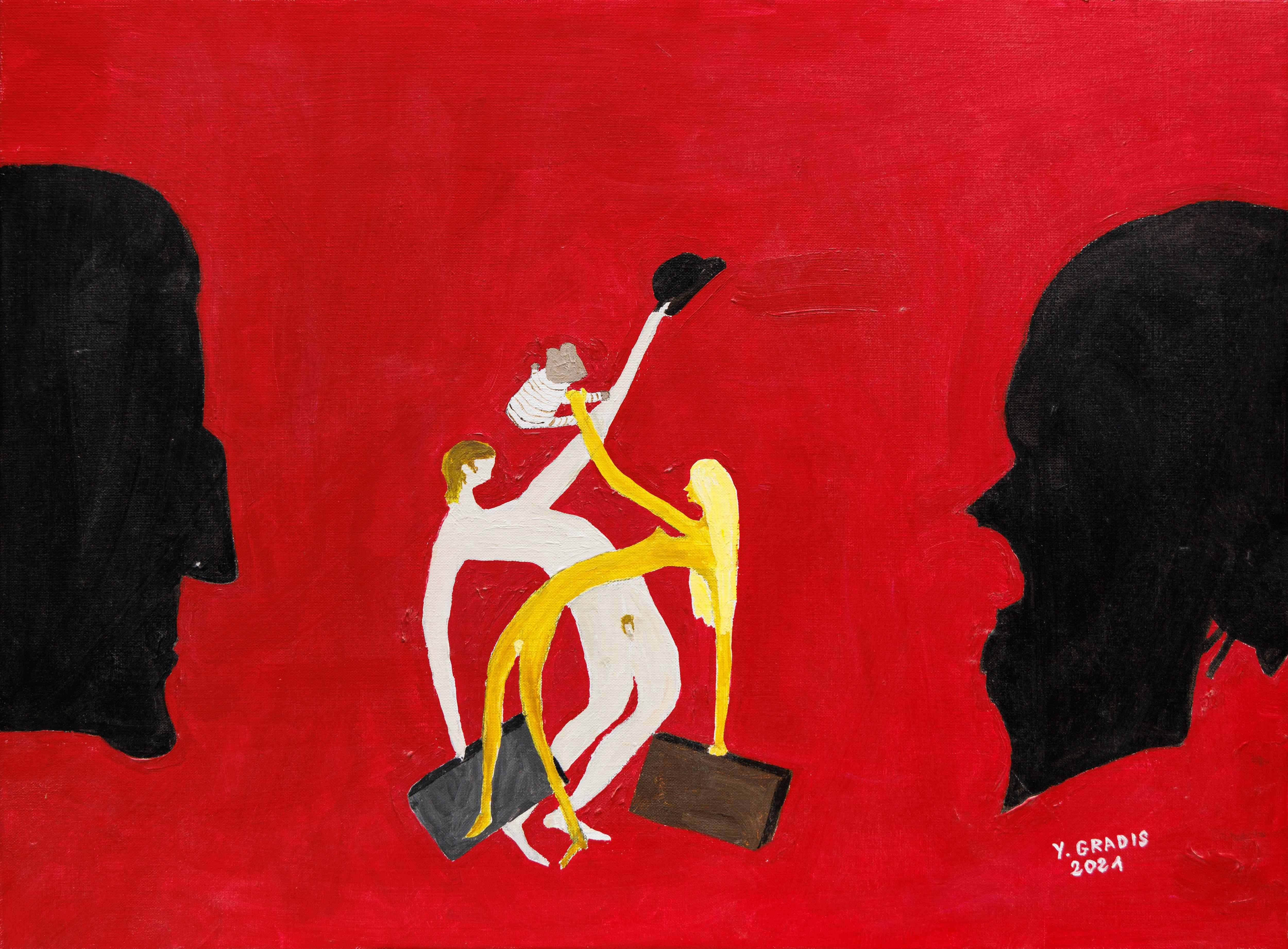 My respects, madam ! Yvan Gradis Contemporary art colour painting portrait nude