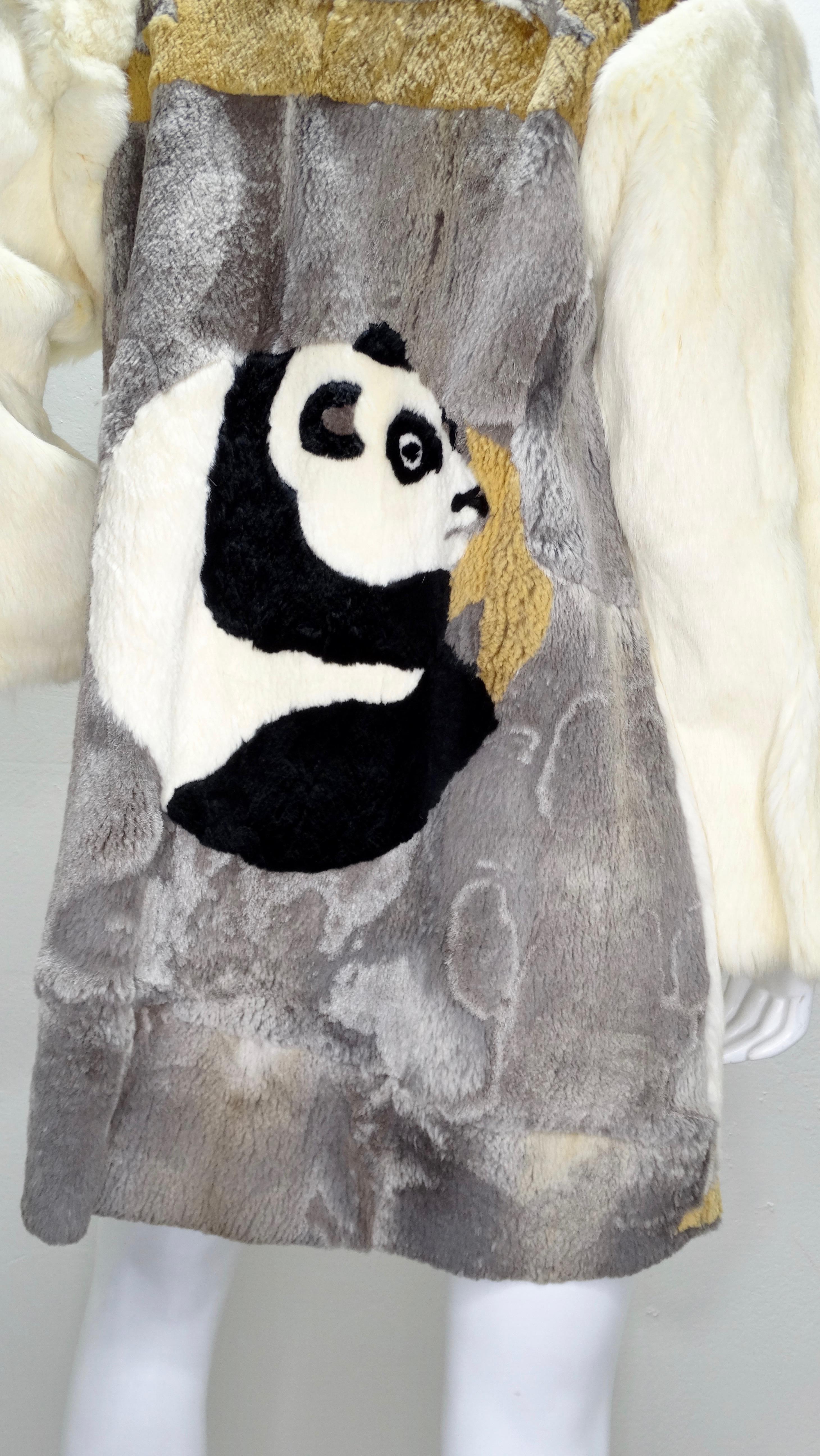 Yvan & Marzia 1980er Jahre Panda-Motiv Jacke aus Kaninchenfell 5