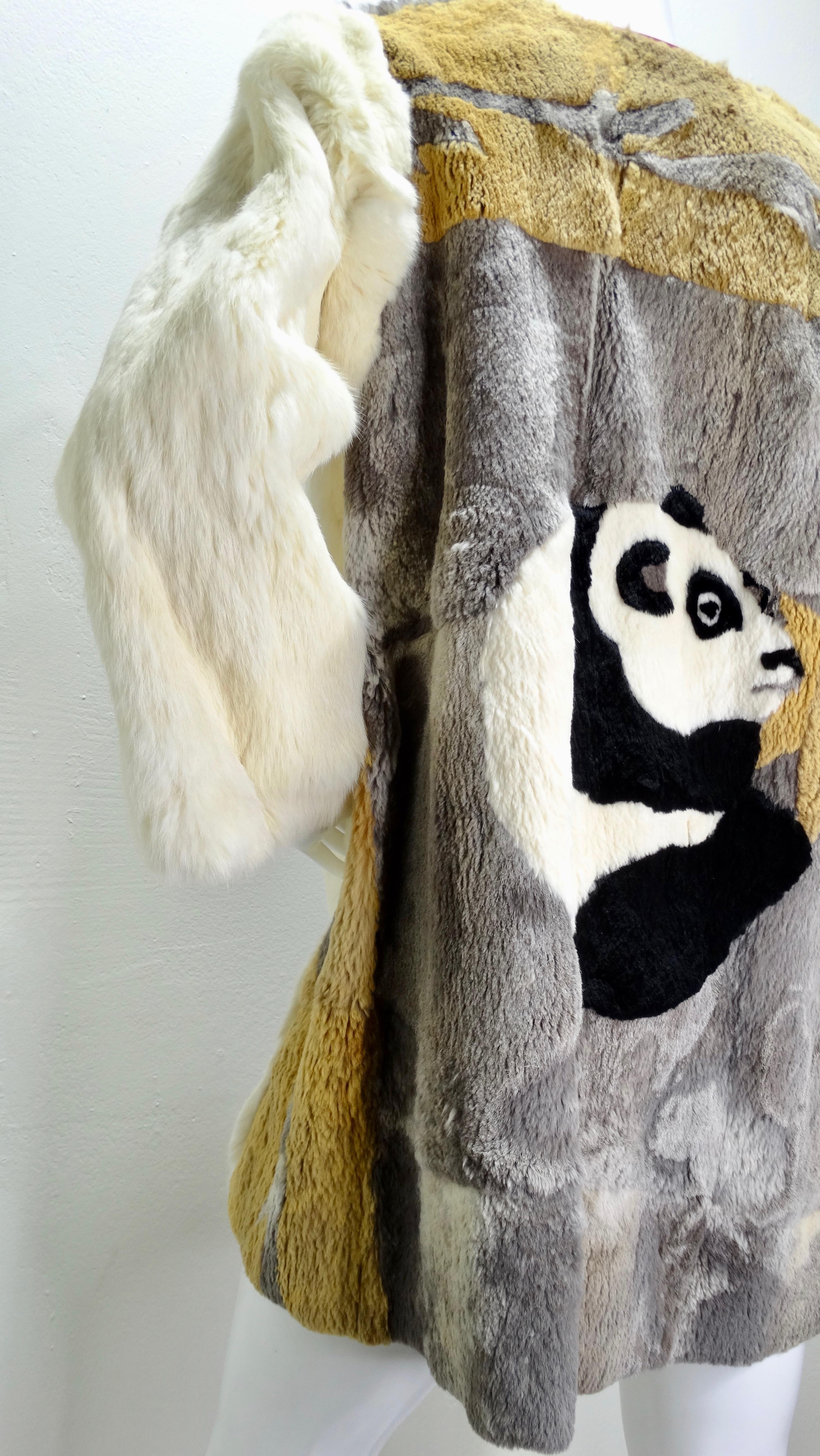 Yvan & Marzia 1980s Panda Motif Rabbit Fur Jacket  In Good Condition In Scottsdale, AZ