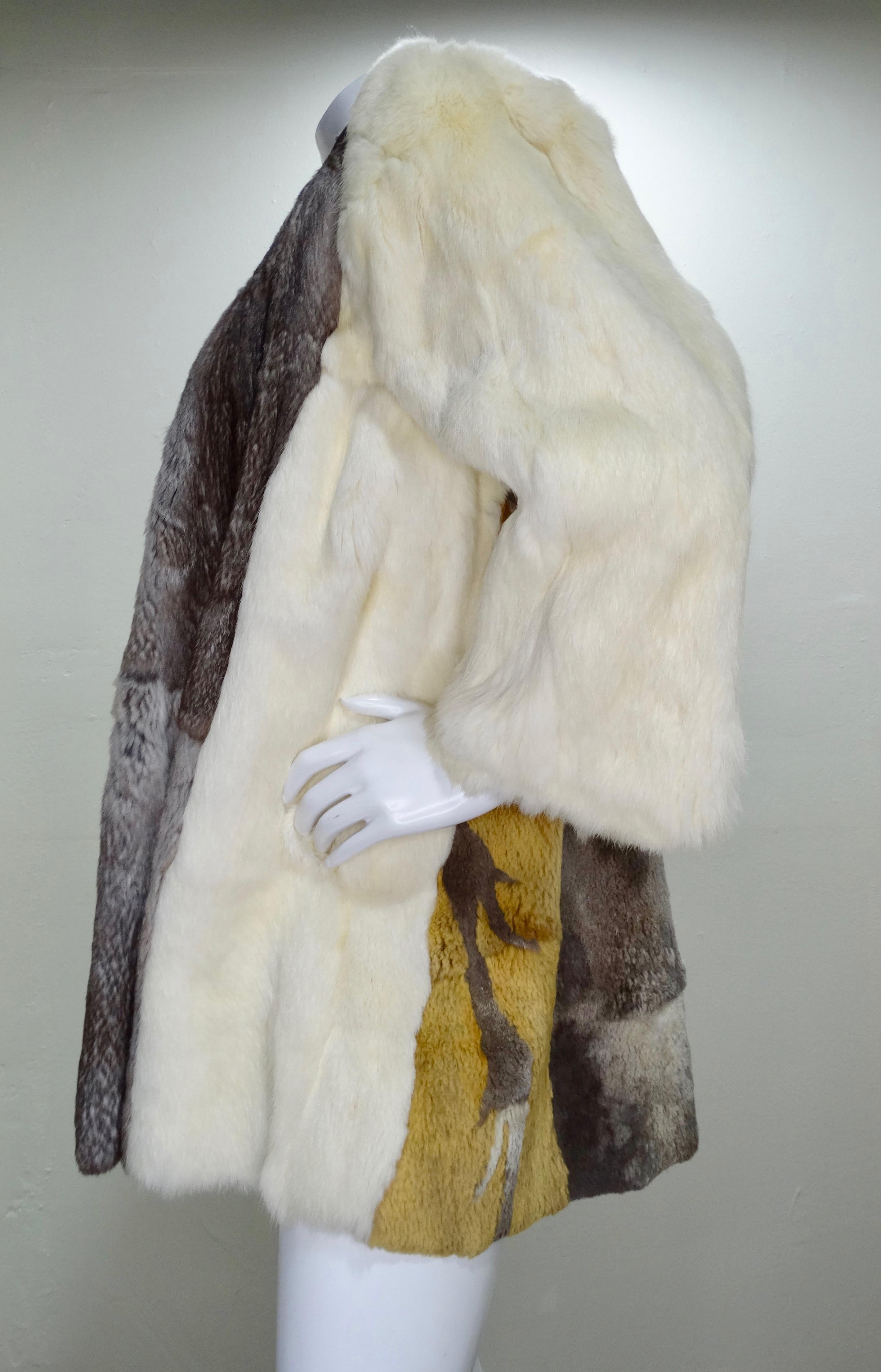 Yvan & Marzia 1980s Panda Motif Rabbit Fur Jacket  1