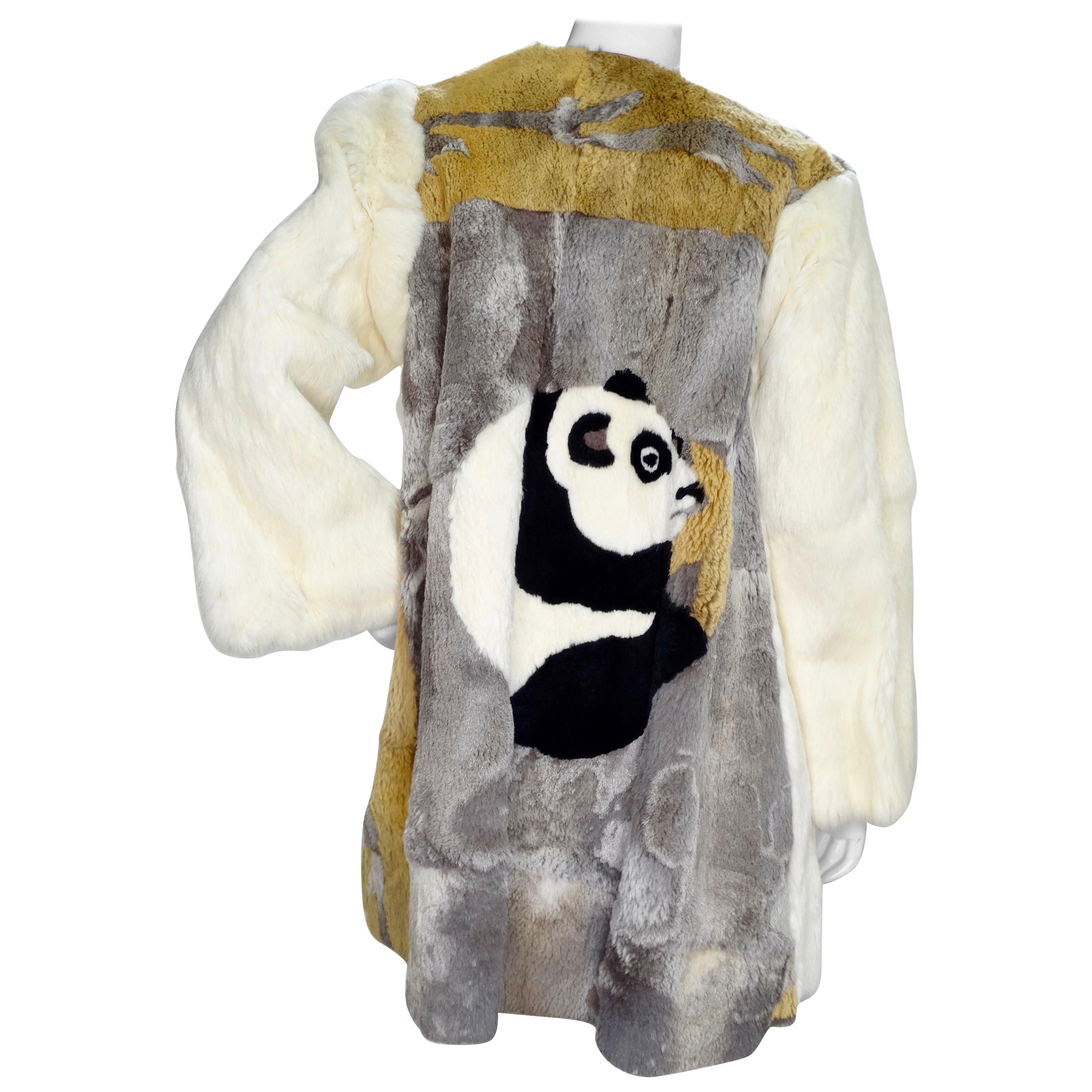 Yvan & Marzia 1980s Panda Motif Rabbit Fur Jacket 