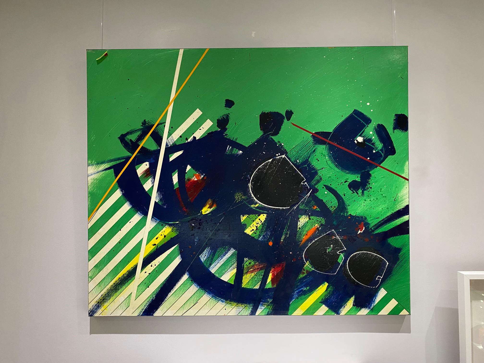 composition abstraite 2 d'Yvan Moscatelli - peinture à l'huile sur bois 90 x 110 cm en vente 1