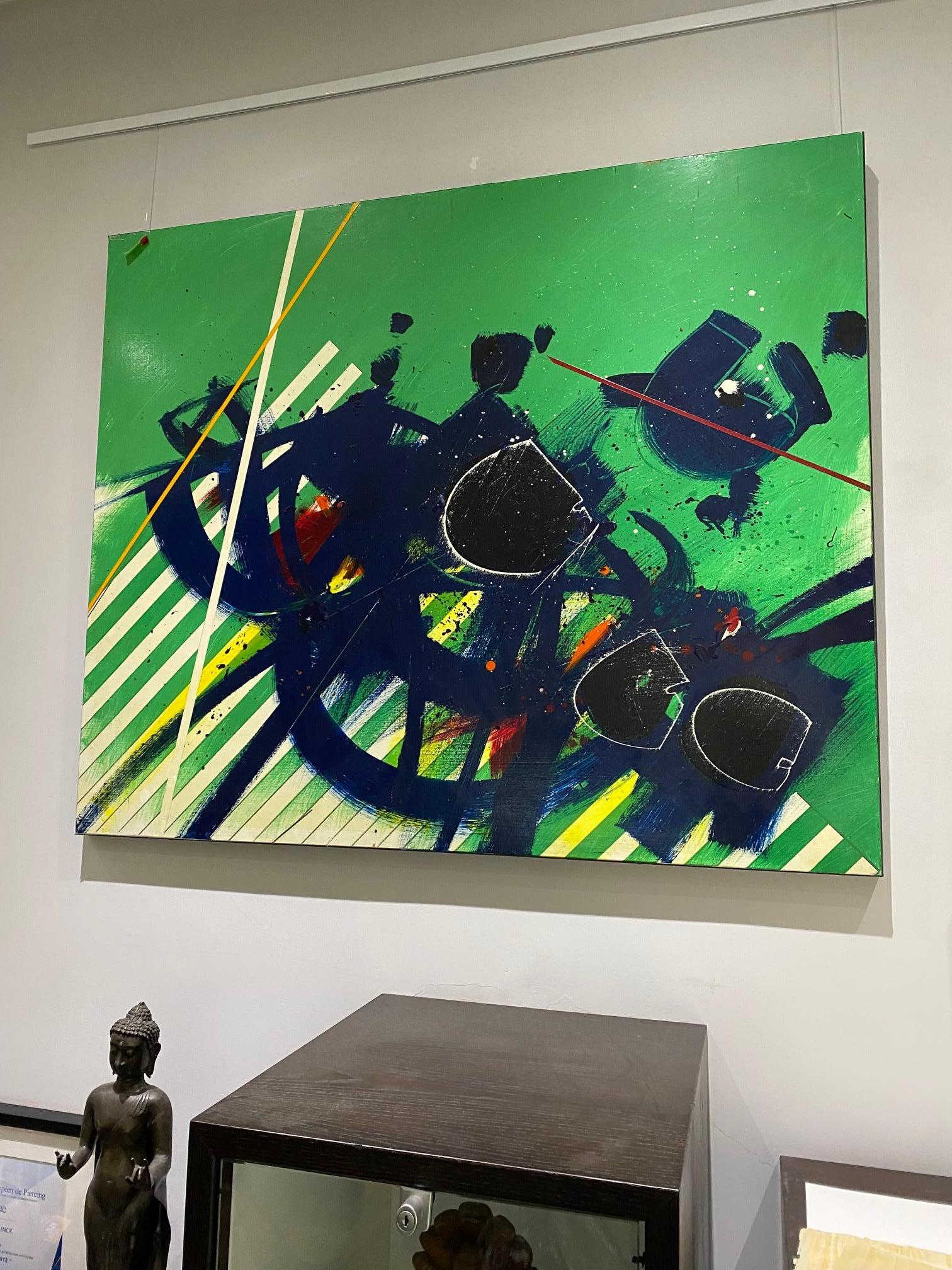 Abstrakte Komposition 2 von Yvan Moscatelli - Ölfarbe auf Holz 90x110 cm im Angebot 4