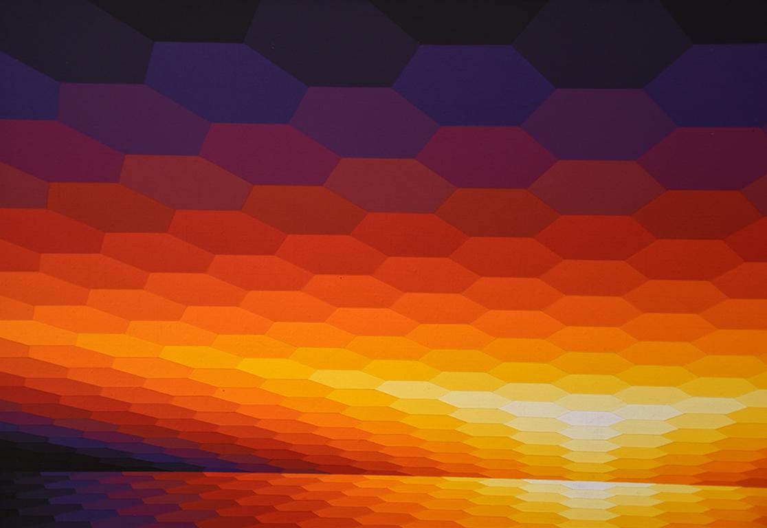 Horizon Structure Jov, 1976 - Op Art Painting by Yvaral (Jean-Pierre Vasarely)