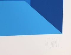50 Shades of Blue, Op Art sérigraphie de Yvaral (Jean-Pierre Vasarely)