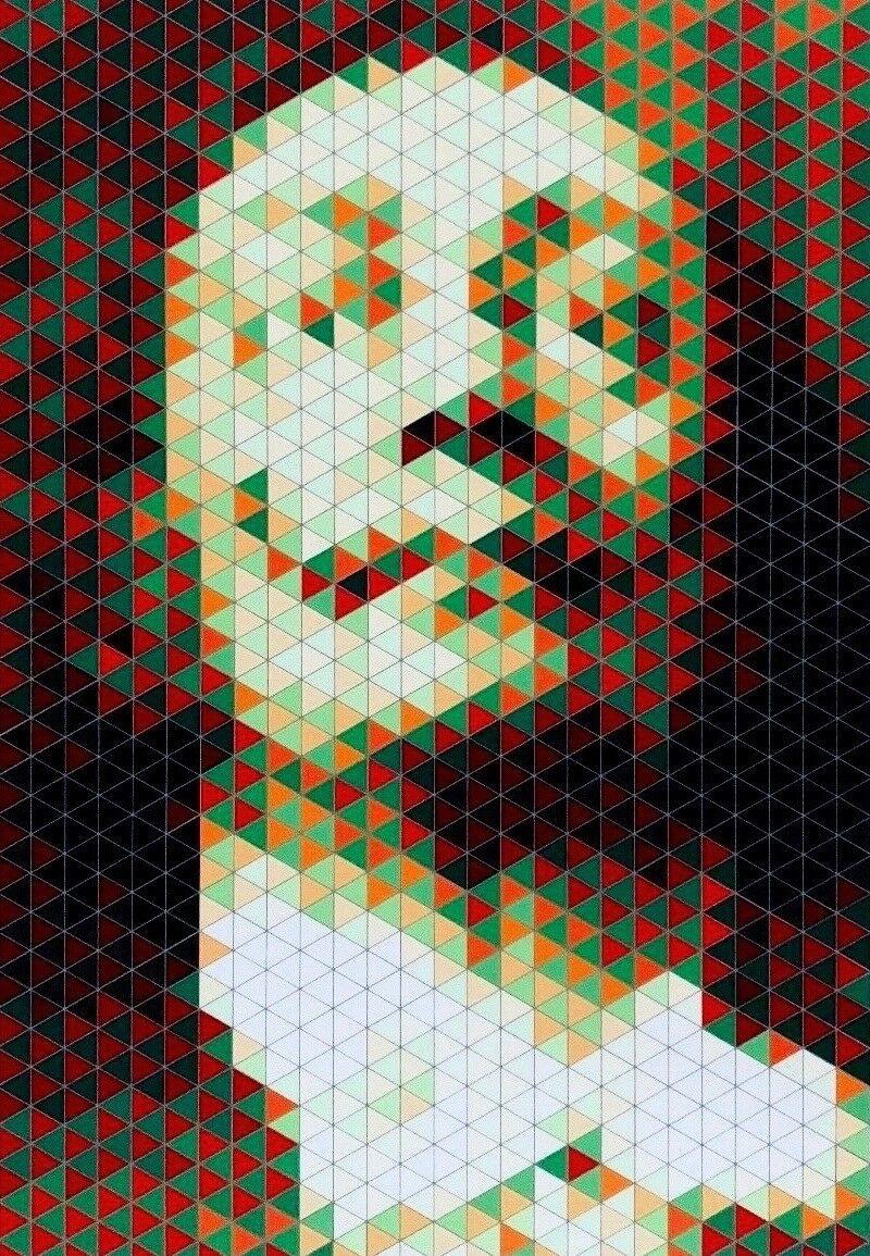 Yvaral (Jean-Pierre Vasarely) Portrait Print - Faces of Dali #4