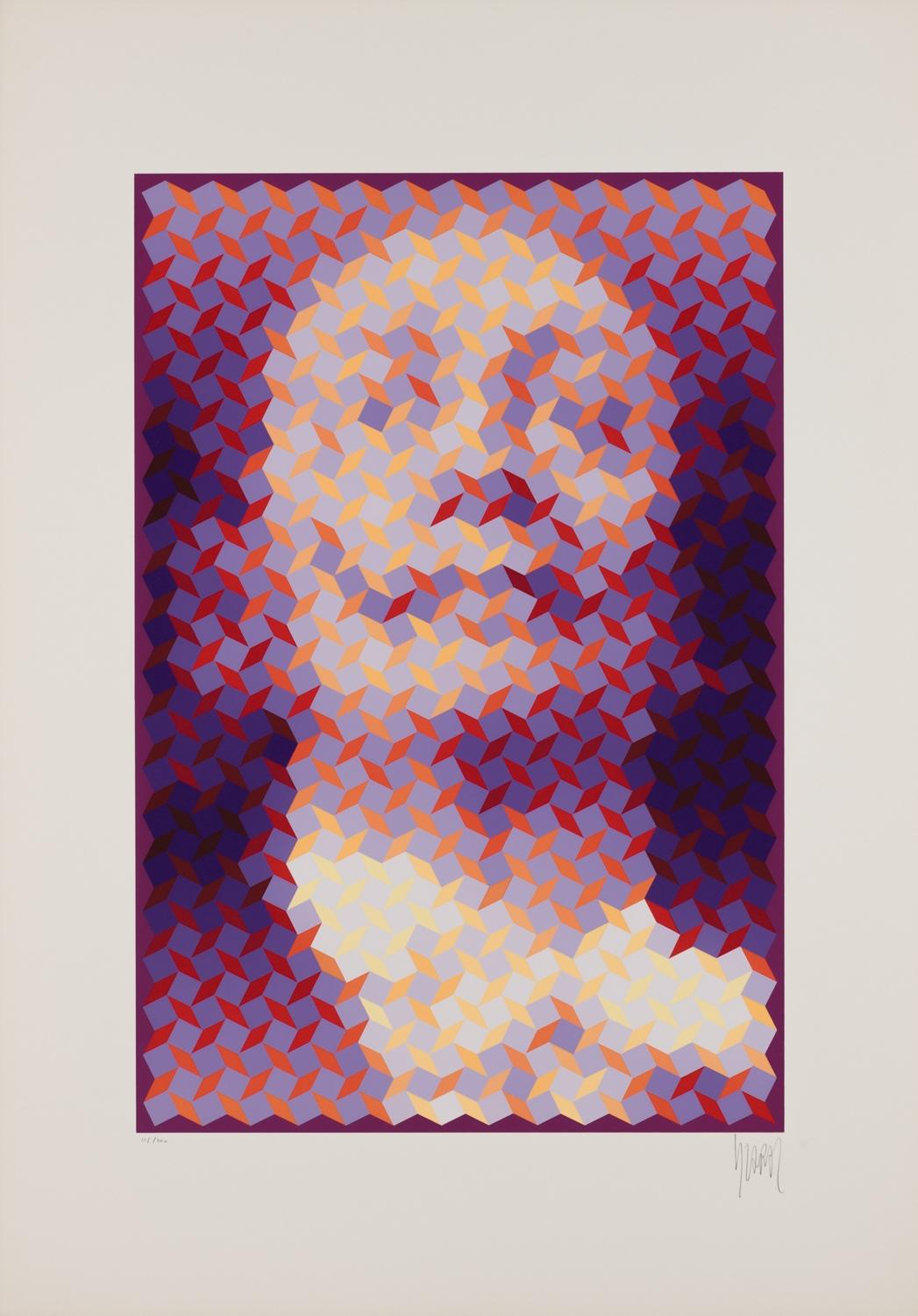 Yvaral (Jean-Pierre Vasarely) Figurative Print – Gesichter von Dali #6