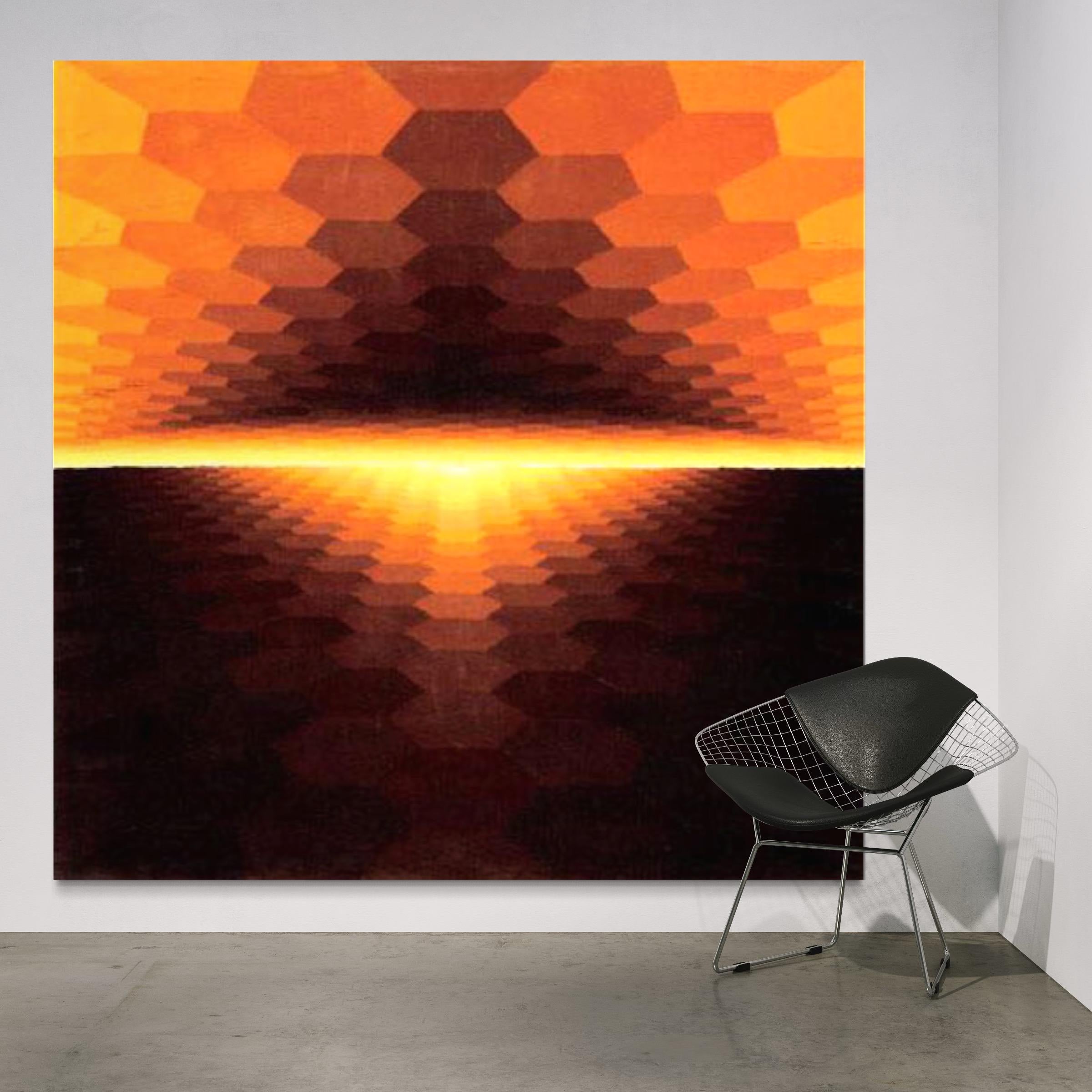 Horizon jaune structuré, Yvaral, Wool Tapestry, 1975, Op-Art - Print by Yvaral (Jean-Pierre Vasarely)