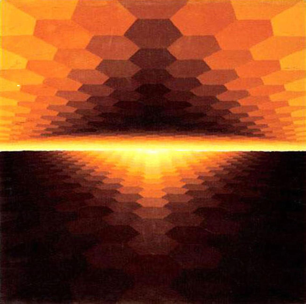 Horizon jaune structuré, Yvaral, Wool Tapestry, 1975, Op-Art For Sale 1
