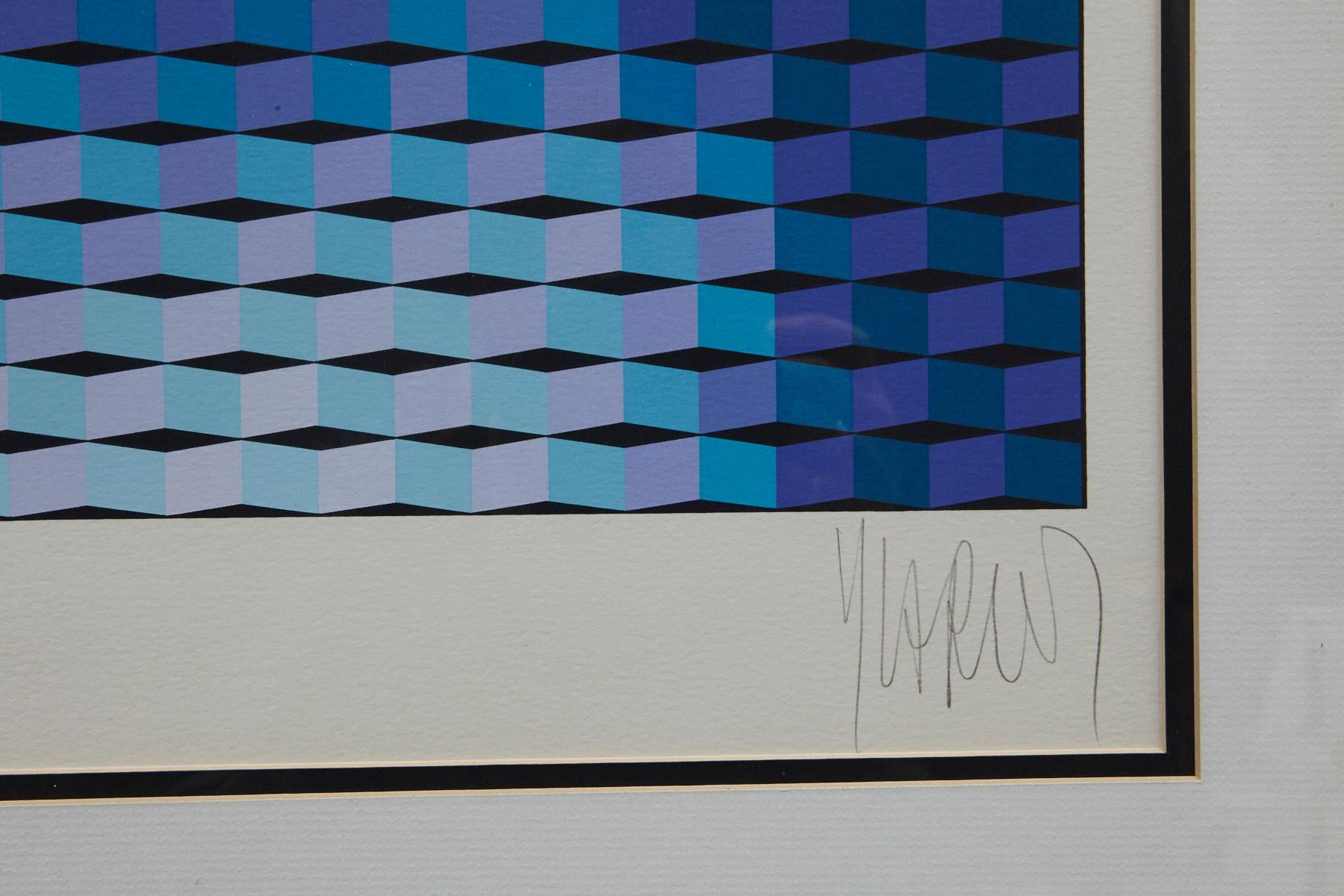 Mona Lisa, Sérigraphie, 1987, # 7 de 100, signé au crayon et numéroté.
Mesures : Cadre H 43,25 x L 30 x P 1 - Regard H 34,75 x L 21,75

Jean-Pierre Vasarely (1934-2002), dit Yvarel, était le fils de Victor Vasarely.
C'était un artiste français