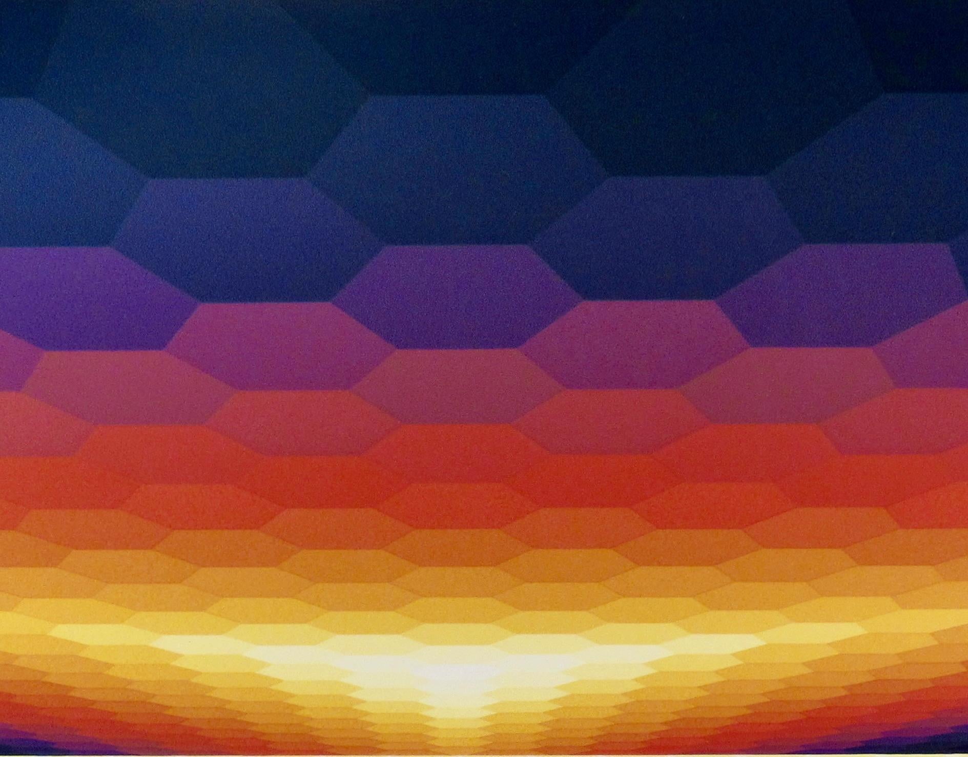 Amanecer óptico - Abstract Print Beige de Yvaral (Jean-Pierre Vasarely)